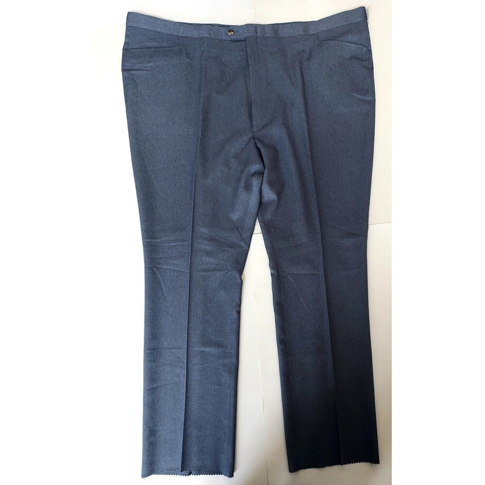 NWT Big Mens The Sansabelt System Navy Flat Front Dress Pants Size 56R Raw Hem